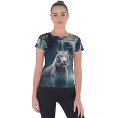 Tiger White Tiger Nature Forest Short Sleeve Sports Top 