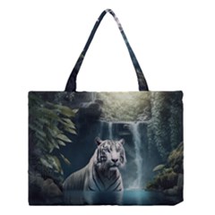 Tiger White Tiger Nature Forest Medium Tote Bag