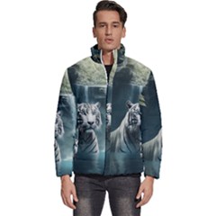 Tiger White Tiger Nature Forest Men s Puffer Bubble Jacket Coat by Jancukart