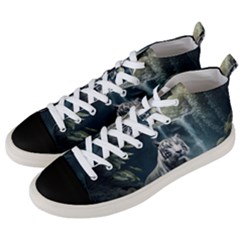 Tiger White Tiger Nature Forest Men s Mid-top Canvas Sneakers