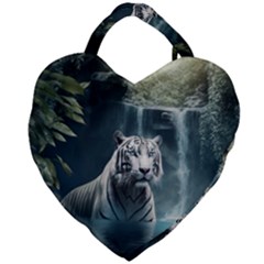 Tiger White Tiger Nature Forest Giant Heart Shaped Tote by Jancukart