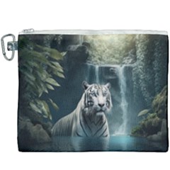 Tiger White Tiger Nature Forest Canvas Cosmetic Bag (xxxl)