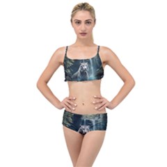 Tiger White Tiger Nature Forest Layered Top Bikini Set