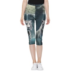 Tiger White Tiger Nature Forest Inside Out Lightweight Velour Capri Leggings  by Jancukart