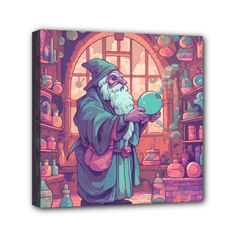 Fantasy Magic Magical Wizard Mini Canvas 6  X 6  (stretched)