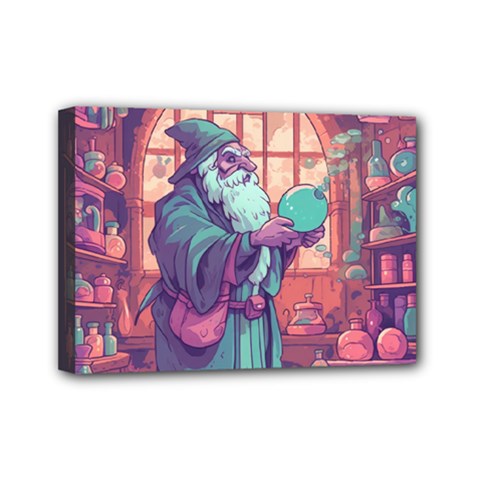 Fantasy Magic Magical Wizard Mini Canvas 7  X 5  (stretched)