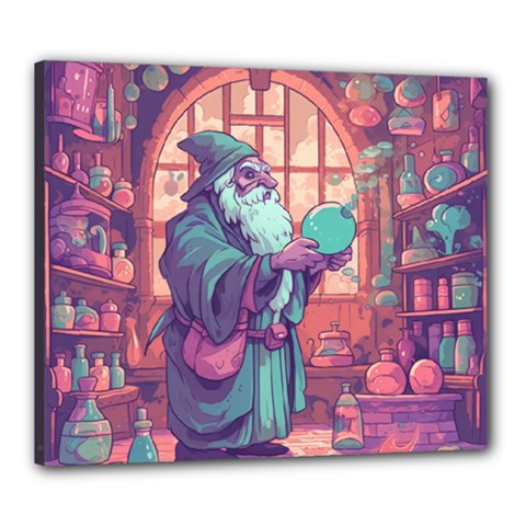 Fantasy Magic Magical Wizard Canvas 24  X 20  (stretched)