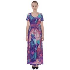 Fantasy Magic Magical Wizard High Waist Short Sleeve Maxi Dress