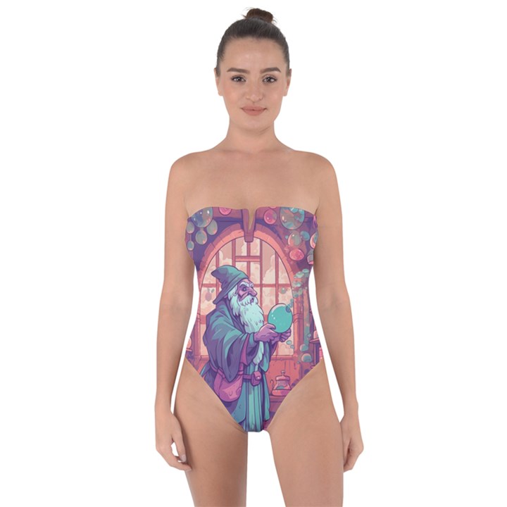 Fantasy Magic Magical Wizard Tie Back One Piece Swimsuit