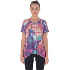 Fantasy Magic Magical Wizard Cut Out Side Drop Tee