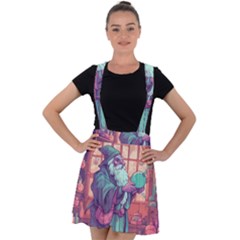 Fantasy Magic Magical Wizard Velvet Suspender Skater Skirt