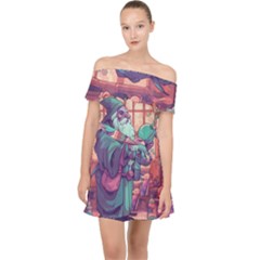 Fantasy Magic Magical Wizard Off Shoulder Chiffon Dress