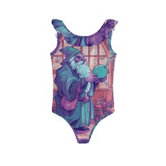 Fantasy Magic Magical Wizard Kids  Frill Swimsuit