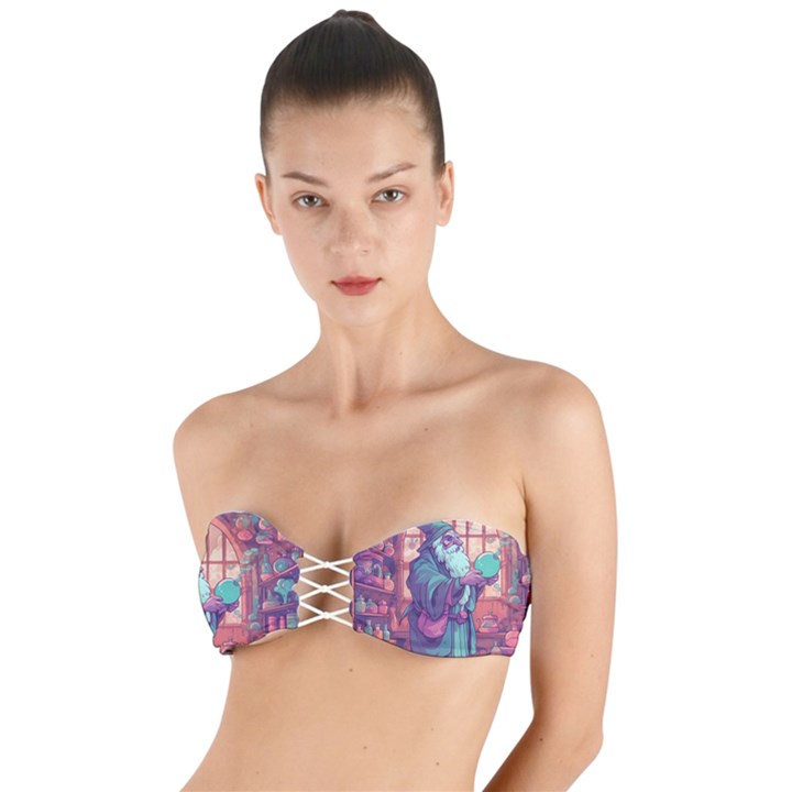 Fantasy Magic Magical Wizard Twist Bandeau Bikini Top