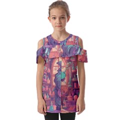 Fantasy Magic Magical Wizard Fold Over Open Sleeve Top