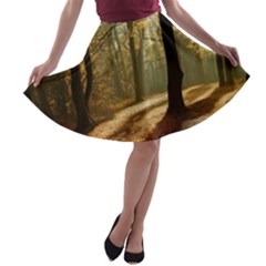 Autumn Nature Woodland Woods Trees A-line Skater Skirt