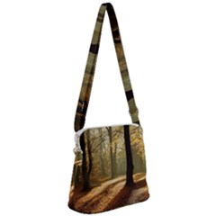 Autumn Nature Woodland Woods Trees Zipper Messenger Bag by Jancukart