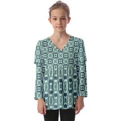 Pattern 8 Kids  V Neck Casual Top by GardenOfOphir