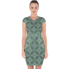 Sophisticated Pattern Capsleeve Drawstring Dress  by GardenOfOphir