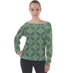 Sophisticated Pattern Off Shoulder Long Sleeve Velour Top by GardenOfOphir