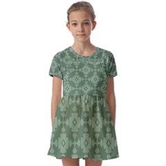 Sophisticated Pattern Kids  Short Sleeve Pinafore Style Dress by GardenOfOphir