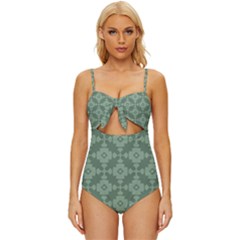 Sophisticated Pattern Knot Front One-piece Swimsuit by GardenOfOphir