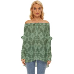 Sophisticated Pattern Off Shoulder Chiffon Pocket Shirt by GardenOfOphir