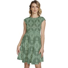 Sophisticated Pattern Cap Sleeve High Waist Dress by GardenOfOphir