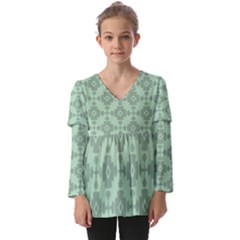 Pattern Kids  V Neck Casual Top by GardenOfOphir