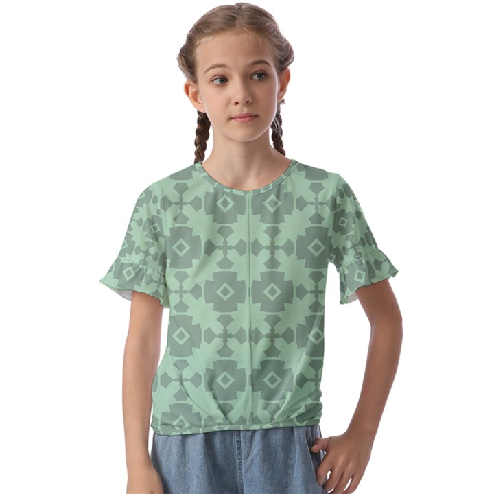 Pattern Kids  Cuff Sleeve Scrunch Bottom Tee