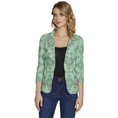 Pattern Women s One-button 3/4 Sleeve Short Jacket