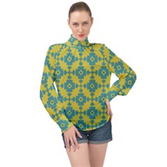 Pattern 4 High Neck Long Sleeve Chiffon Top by GardenOfOphir