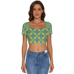 Pattern 4 Short Sleeve Square Neckline Crop Top  by GardenOfOphir