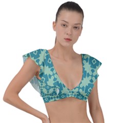 Pattern 3 Plunge Frill Sleeve Bikini Top by GardenOfOphir