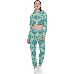 Pattern 3 Cropped Zip Up Lounge Set by GardenOfOphir