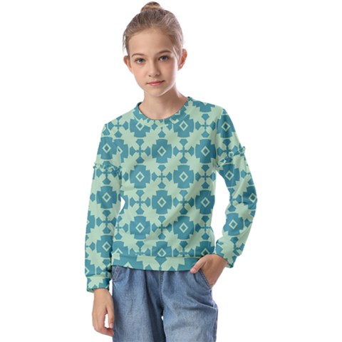 Pattern 3 Kids  Long Sleeve Tee With Frill  by GardenOfOphir