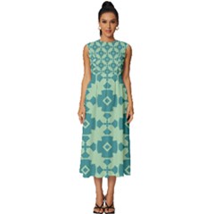 Pattern 3 Sleeveless Round Neck Midi Dress by GardenOfOphir