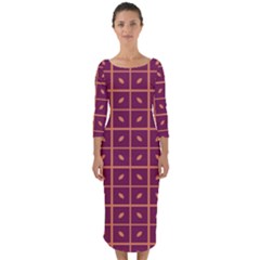 Pattern 9 Quarter Sleeve Midi Bodycon Dress by GardenOfOphir