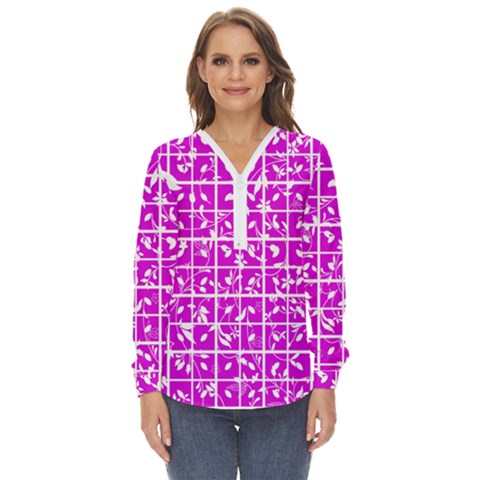 Pattern 8 Zip Up Long Sleeve Blouse by GardenOfOphir