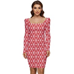 Pattern 10 Women Long Sleeve Ruched Stretch Jersey Dress by GardenOfOphir