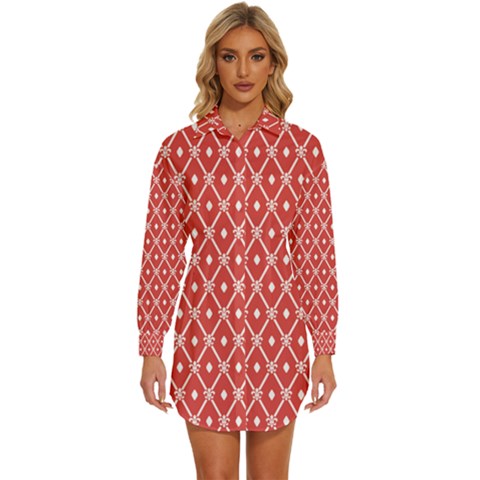 Pattern 10 Womens Long Sleeve Shirt Dress by GardenOfOphir