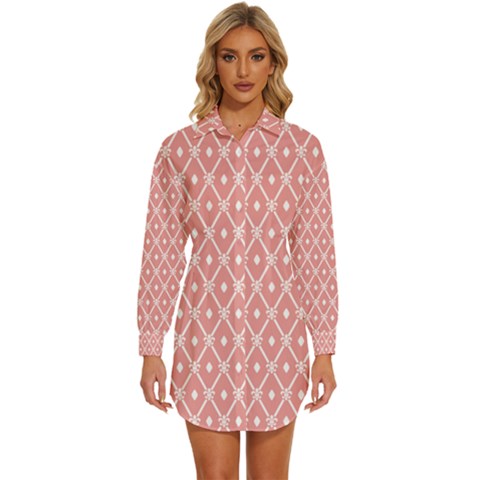 Pattern 11 Womens Long Sleeve Shirt Dress by GardenOfOphir