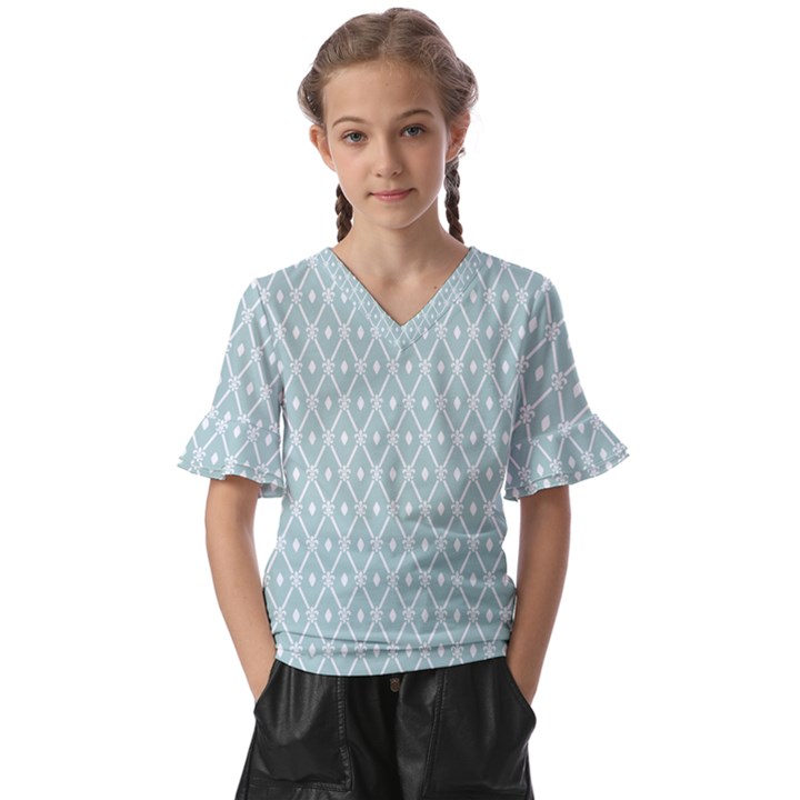 Pattern 12 Kids  V-Neck Horn Sleeve Blouse