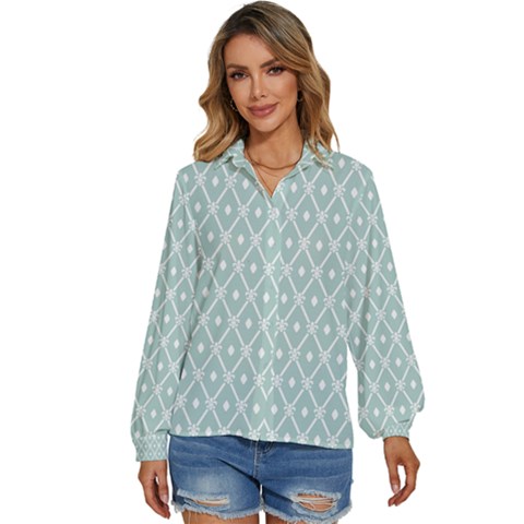 Pattern 12 Women s Long Sleeve Button Down Shirt by GardenOfOphir