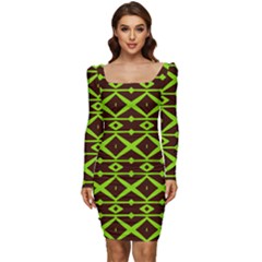 Pattern 17 Women Long Sleeve Ruched Stretch Jersey Dress by GardenOfOphir