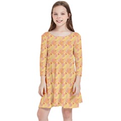 Peach Leafs Kids  Quarter Sleeve Skater Dress by Sparkle