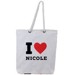 I Love Nicole Full Print Rope Handle Tote (large) by ilovewhateva