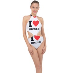 I Love Nicole Halter Side Cut Swimsuit by ilovewhateva