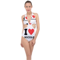 I Love Nicole Halter Front Plunge Swimsuit by ilovewhateva