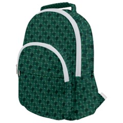 Green Pattern Rounded Multi Pocket Backpack